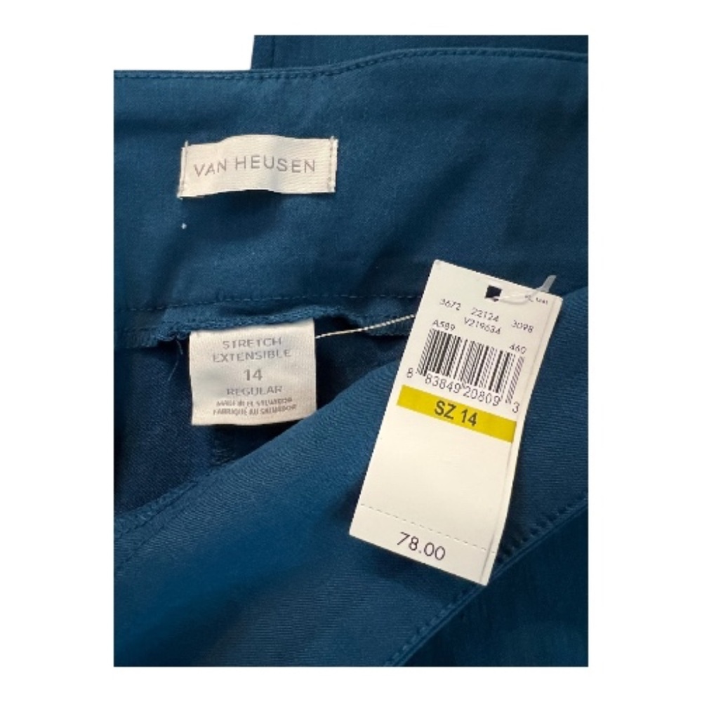 🆕 NWT Van Heusen Turquoise Super Stretch Pull-On Dress Pants Size 14 - Picture 5 of 7